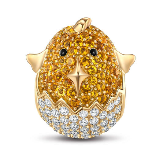 gon- Eggshell Chick Tarnish-resistant Silver Animal Charms In 14K Gold Plated