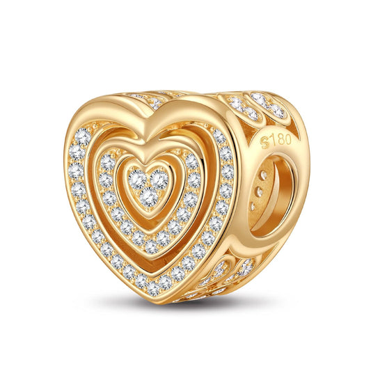 gon- Fluttering Heart Tarnish-resistant Silver Charms In 14K Gold Plated