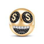 Money-Mouth Face Emoji Tarnish-resistant Silver Charms In 14K Gold Plated