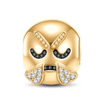 Face with Steam From Nose Emoji Tarnish-resistant Silver Charms In 14K Gold Plated