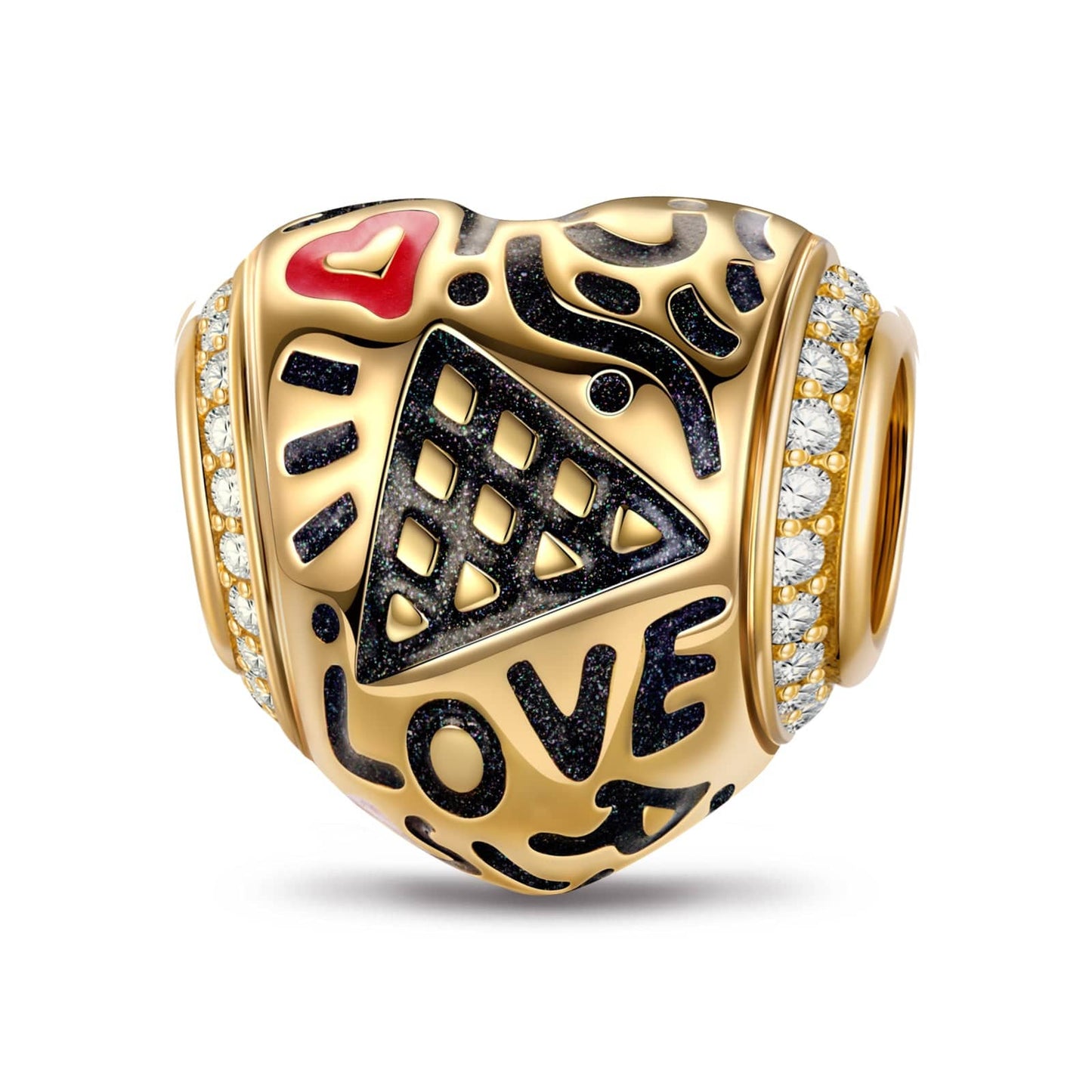 Romantic Graffiti Tarnish-resistant Silver Charms With Enamel In 14K Gold Plated