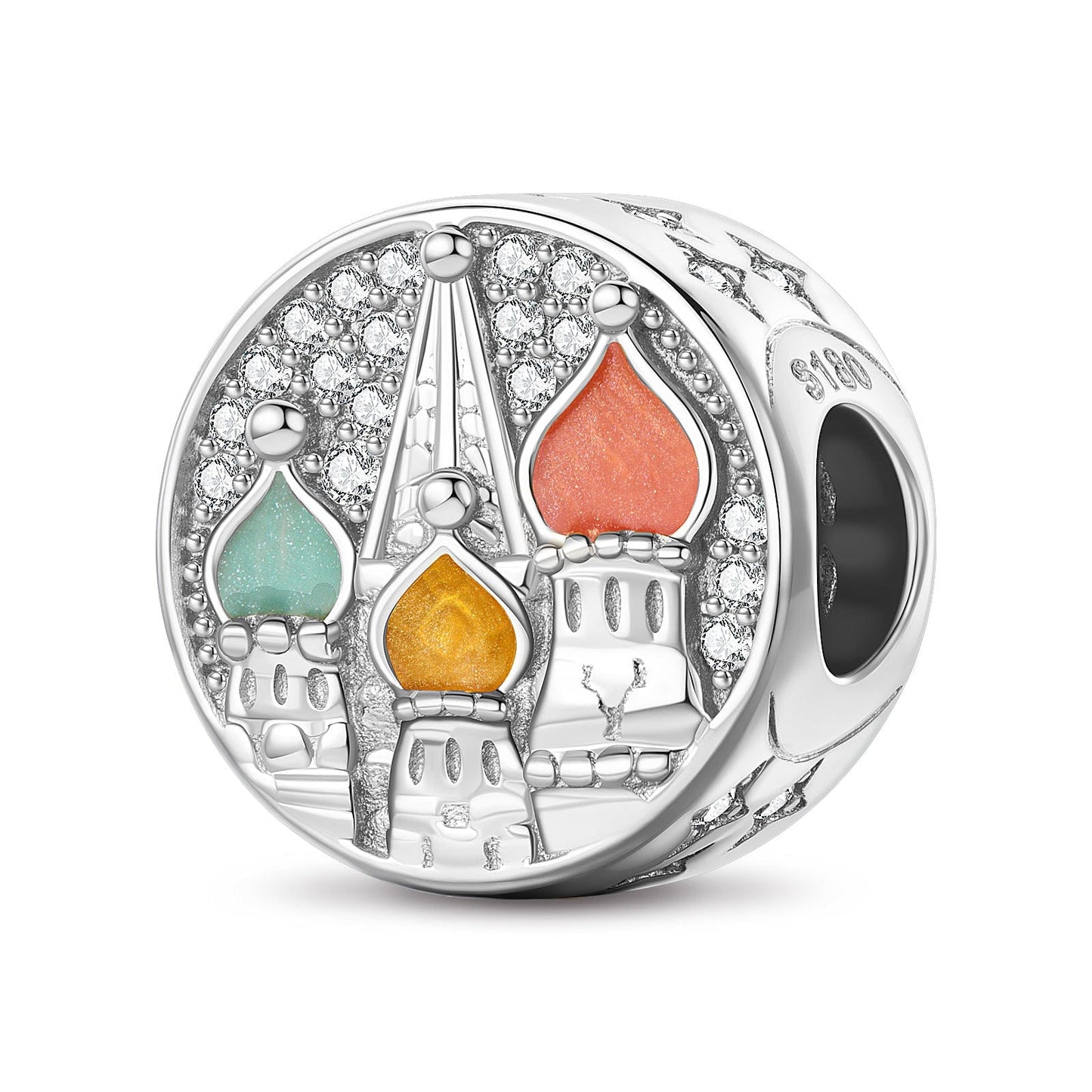 Saint Basil's Cathedral Tarnish-resistant Silver Charms With Enamel In White Gold Plated