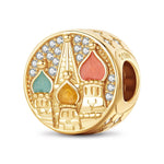 Saint Basil's Cathedral Tarnish-resistant Silver Charms With Enamel In 14K Gold Plated
