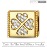 Four-Leaf Clover Tarnish-resistant Silver Rectangular Charms In 14K Gold Plated