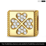Four-Leaf Clover Tarnish-resistant Silver Rectangular Charms In 14K Gold Plated