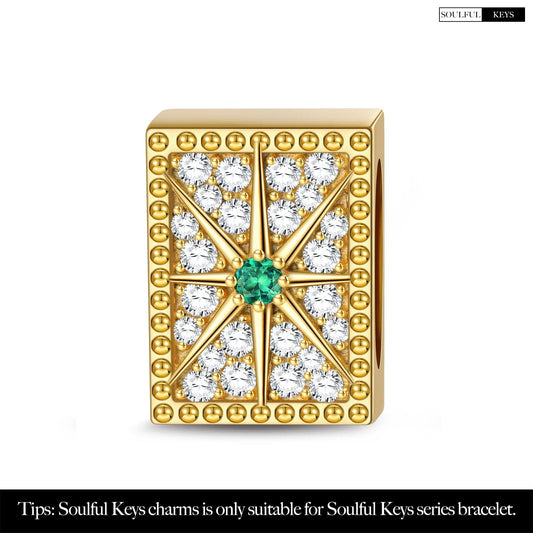 gon- Shinning Octagram Tarnish-resistant Silver Rectangular Charms In 14K Gold Plated