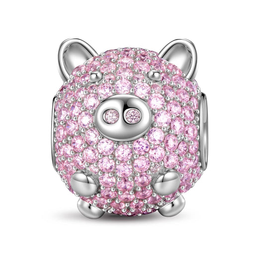 gon- Pink Little Pig Tarnish-resistant Silver Animal Charms In White Gold Plated