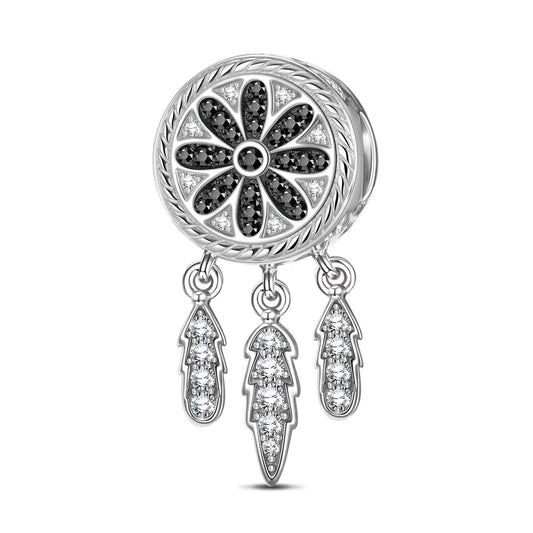 gona- Dreamcatcher XL Size Tarnish-resistant Silver Dangle Charms With Enamel In White Gold Plated For Men
