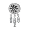 Dreamcatcher XL Size Tarnish-resistant Silver Dangle Charms With Enamel In White Gold Plated For Men