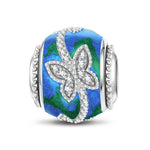 Butterflies in Tandem Tarnish-resistant Silver Lucky Charms With Enamel In White Gold Plated