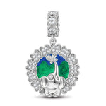 Elephant and Butterfly Tarnish-resistant Silver Animal Charms With Enamel In White Gold Plated