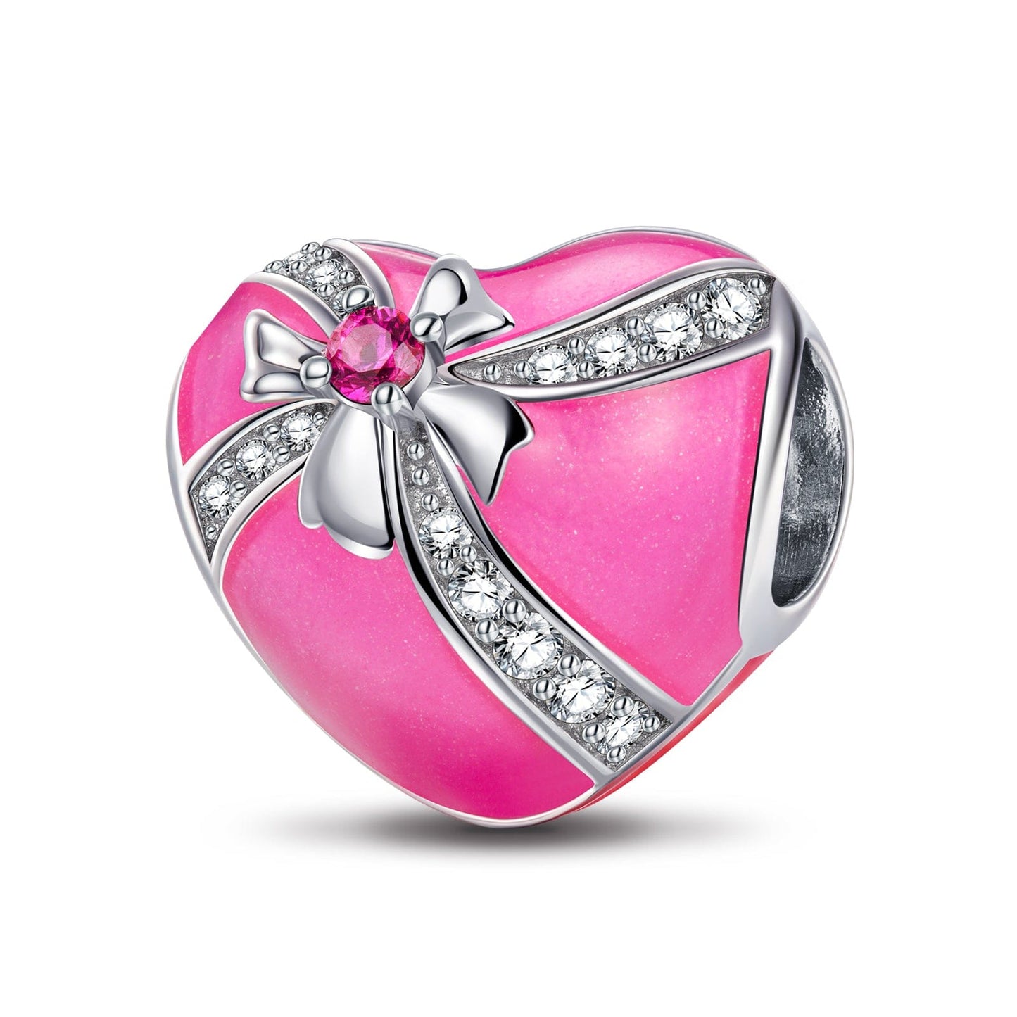 Barbiecore Romantic Gift Tarnish-resistant Silver Charms With Enamel In White Gold Plated