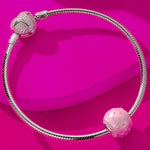 Pink Rattle Tarnish-resistant Silver Charms With Enamel In White Gold Plated