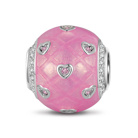 gon- Pink Princess Tarnish-resistant Silver Charms With Enamel In White Gold Plated