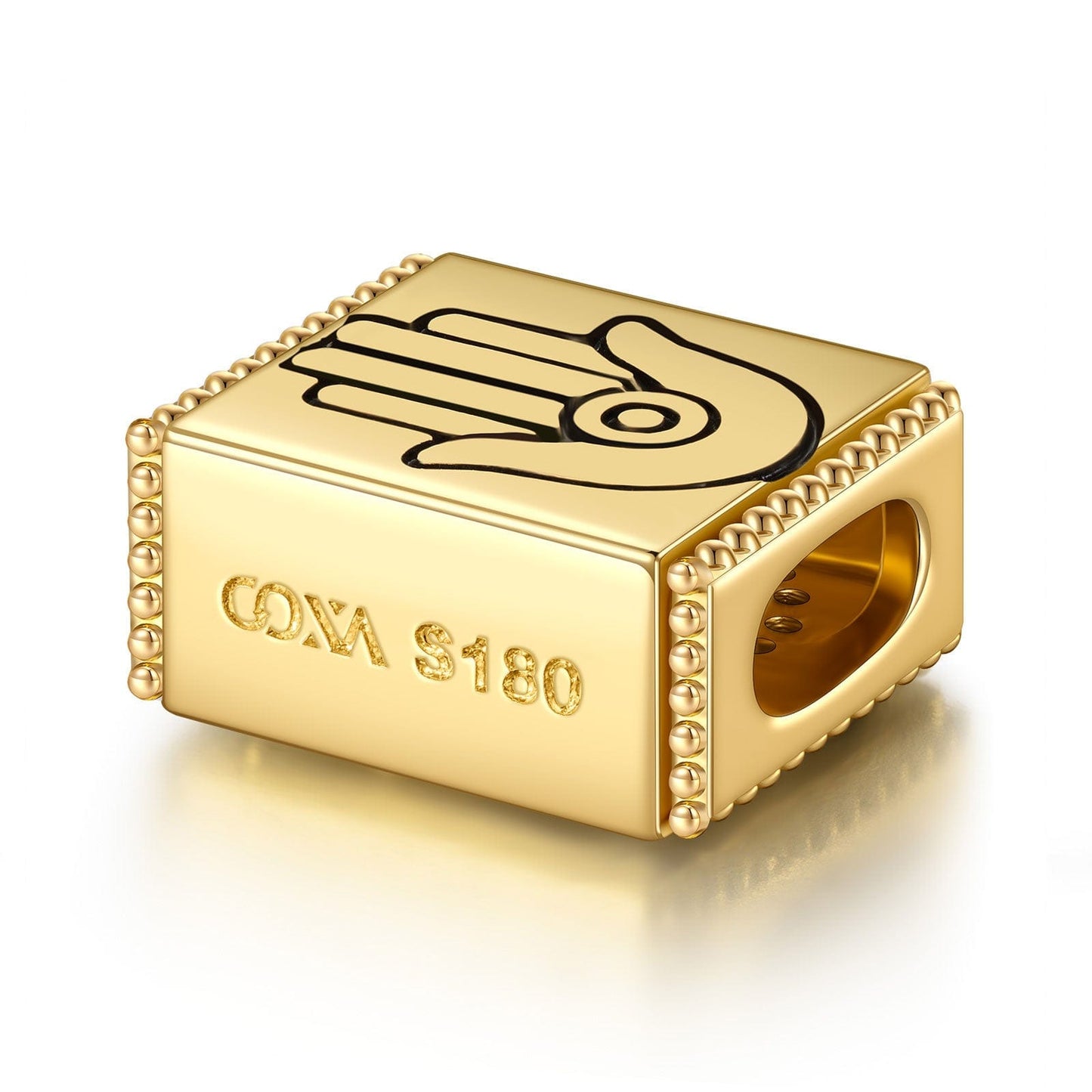 The Hamasa Hand Tarnish-resistant Silver Rectangular Charms In 14K Gold Plated