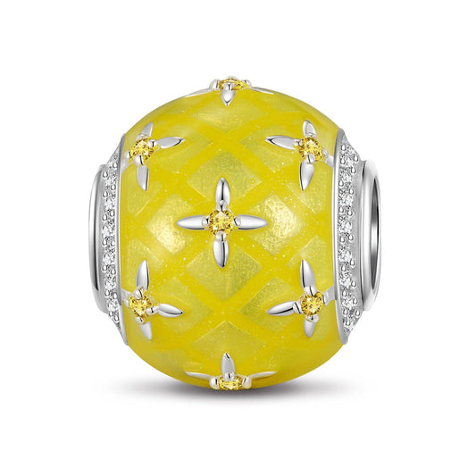 gon- Shining in the Lemon Yellow Tarnish-resistant Silver Charms With Enamel In White Gold Plated