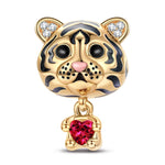 Tiger Baby Tarnish-resistant Silver Animal Charms With Enamel In 14K Gold Plated - Heartful Hugs Collection