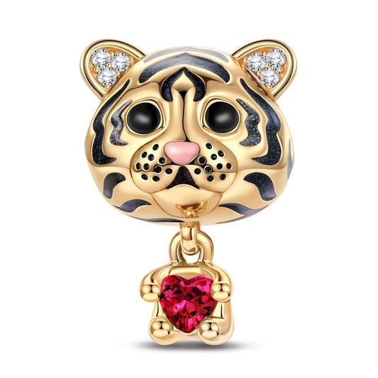 gon- Tiger Baby Tarnish-resistant Silver Animal Charms With Enamel In 14K Gold Plated - Heartful Hugs Collection