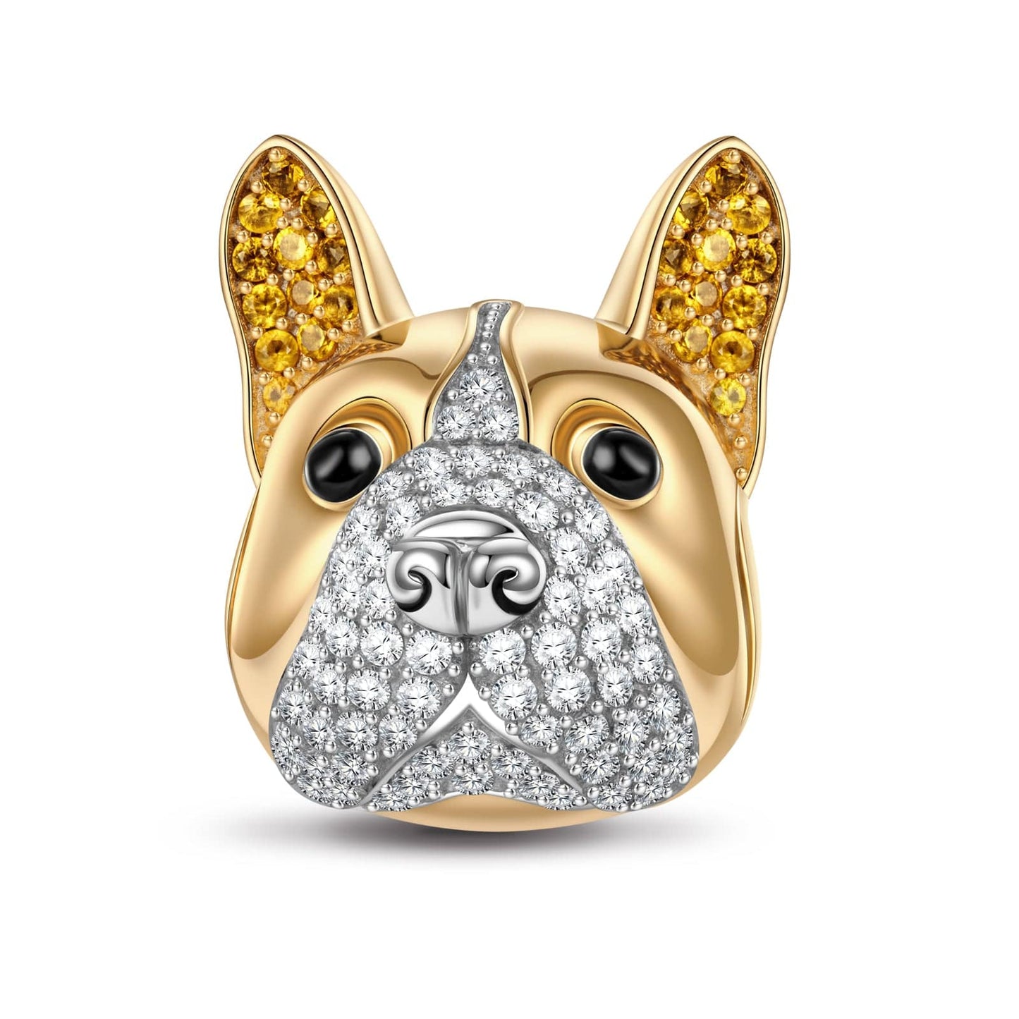 French BullDog Tarnish-resistant Silver Animal Charms In Two-Tone Plating