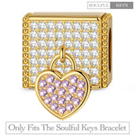 Lock Your Heart Tarnish-resistant Silver Rectangular Charms In 14K Gold Plated