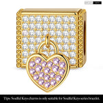 Lock Your Heart Tarnish-resistant Silver Rectangular Charms In 14K Gold Plated
