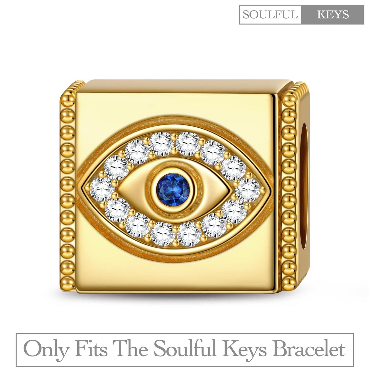 Evil Eyes Tarnish-resistant Silver Rectangular Charms In 14K Gold Plated