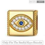 Evil Eyes Tarnish-resistant Silver Rectangular Charms In 14K Gold Plated