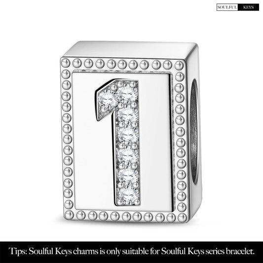 gon- Number One Tarnish-resistant Silver Rectangular Charms In White Gold Plated
