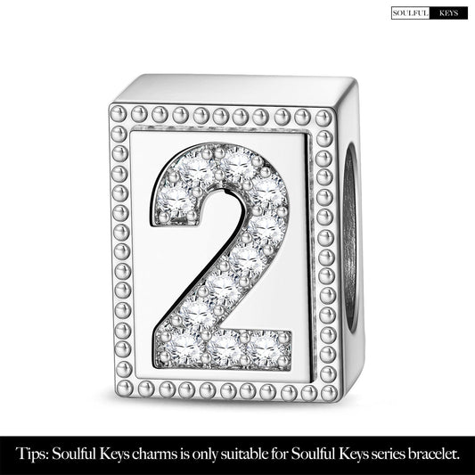 gon- Number Two Tarnish-resistant Silver Rectangular Charms In White Gold Plated