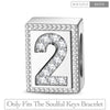 Number Two Tarnish-resistant Silver Rectangular Charms In White Gold Plated