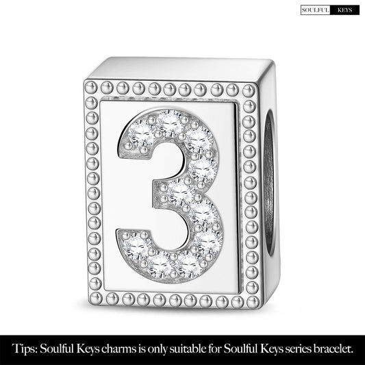 gon- Number Three Tarnish-resistant Silver Rectangular Charms In White Gold Plated