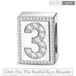 Number Three Tarnish-resistant Silver Rectangular Charms In White Gold Plated