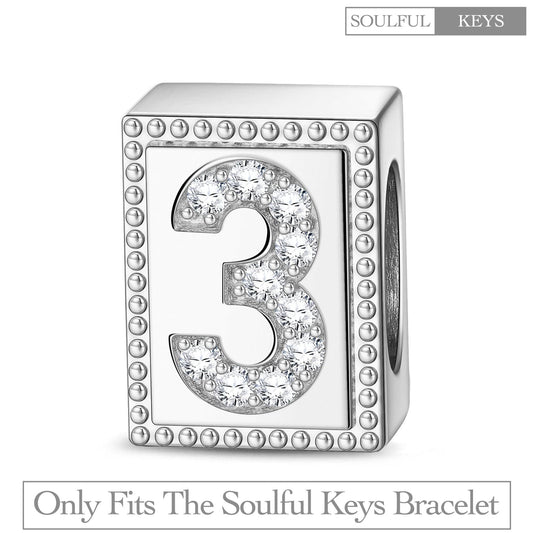 gon- Number Three Tarnish-resistant Silver Rectangular Charms In White Gold Plated