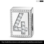 Number Four Tarnish-resistant Silver Rectangular Charms In White Gold Plated