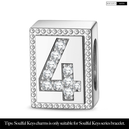 gon- Number Four Tarnish-resistant Silver Rectangular Charms In White Gold Plated
