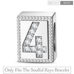 Number Four Tarnish-resistant Silver Rectangular Charms In White Gold Plated