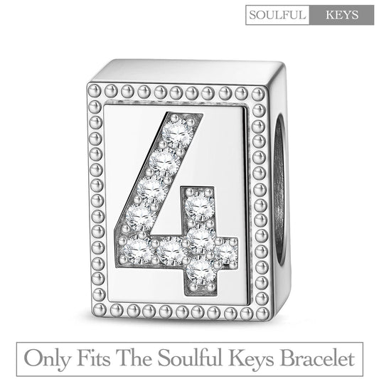 gon- Number Four Tarnish-resistant Silver Rectangular Charms In White Gold Plated