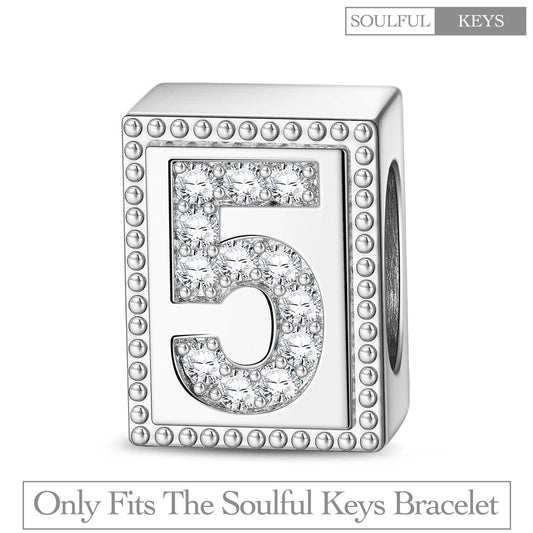 gon- Number Five Tarnish-resistant Silver Rectangular Charms In White Gold Plated