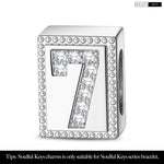 Number Seven Tarnish-resistant Silver Rectangular Charms In White Gold Plated