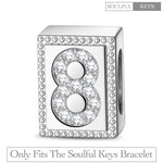 Number Eight Tarnish-resistant Silver Rectangular Charms In White Gold Plated