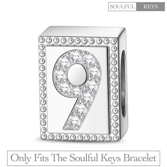 gon- Number Nine Tarnish-resistant Silver Rectangular Charms In White Gold Plated