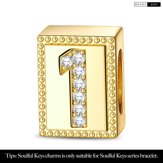gon- Number One Tarnish-resistant Silver Rectangular Charms In 14K Gold Plated