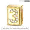 Number Three Tarnish-resistant Silver Rectangular Charms In 14K Gold Plated