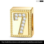 Number Seven Tarnish-resistant Silver Rectangular Charms In 14K Gold Plated