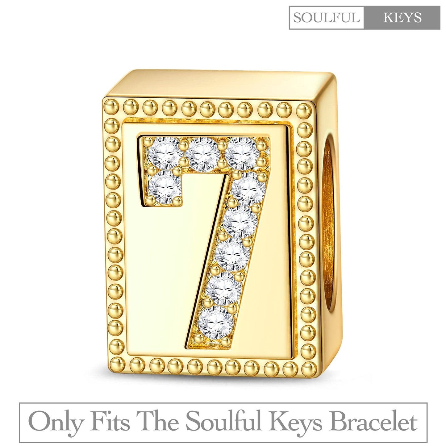 Number Seven Tarnish-resistant Silver Rectangular Charms In 14K Gold Plated