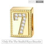 Number Seven Tarnish-resistant Silver Rectangular Charms In 14K Gold Plated