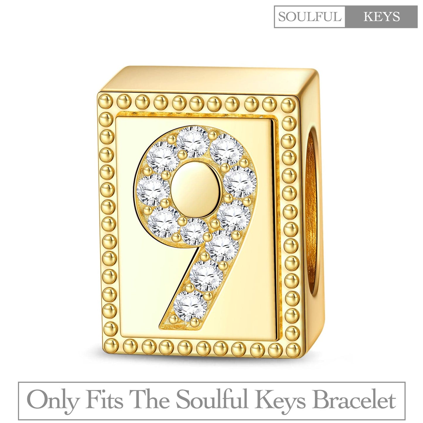 Number Nine Tarnish-resistant Silver Rectangular Charms In 14K Gold Plated