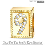 Number Nine Tarnish-resistant Silver Rectangular Charms In 14K Gold Plated