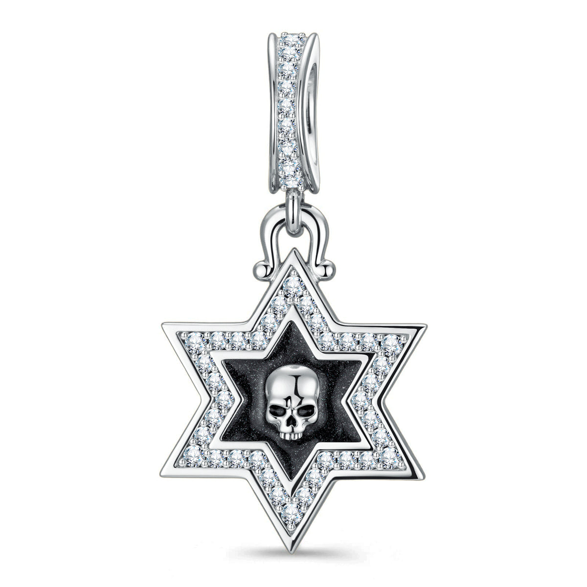 XL Size Tarnish-resistant Silver Dangle Charms With Enamel In White Gold Plated For Men