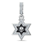 XL Size Tarnish-resistant Silver Dangle Charms With Enamel In White Gold Plated For Men
